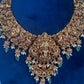 Lord Balaji Goddess Lakshmi Matte Antique Nakshi Short Necklace with jhumkas - 