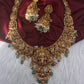 Lord Balaji Goddess Lakshmi Matte Antique Nakshi Short Necklace with jhumkas - 