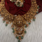 Lord Balaji Goddess Lakshmi Matte Antique Nakshi Short Necklace with jhumkas - 