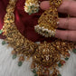 Lord Balaji Goddess Lakshmi Matte Antique Nakshi Short Necklace with jhumkas - 