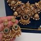 Nakshi Goddess Lakshmi Matte Antique Long Statement Necklace - 