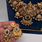 Nakshi Goddess Lakshmi Matte Antique Long Statement Necklace - 