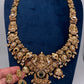 Nakshi Goddess Lakshmi Matte Antique Long Statement Necklace - 
