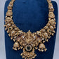 Nakshi Goddess Lakshmi Matte Antique Long Statement Necklace - 