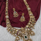 Nakshi Goddess Lakshmi Matte Antique Long Statement Necklace - 