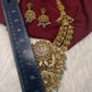 Nakshi Goddess Lakshmi Peacock Matte Antique Mid Length Statement Necklace - 