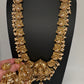 Nakshi Goddess Lakshmi Peacock Matte Long Statement Necklace - 
