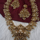 Nakshi Goddess Lakshmi Peacock Matte Long Statement Necklace - 