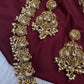 Nakshi Goddess Lakshmi Peacock Matte Long Statement Necklace - 