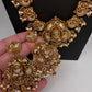 Nakshi Goddess Lakshmi Peacock Matte Long Statement Necklace - 