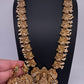 Nakshi Goddess Lakshmi Peacock Matte Long Statement Necklace with Jhumkas - 