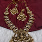 Nakshi Goddess Lakshmi Peacock Matte Antique Short Necklace - 