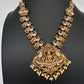 Nakshi Goddess Lakshmi Peacock Matte Antique Short Necklace - 