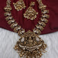 Nakshi Goddess Lakshmi Peacock Matte Antique Short Necklace - 