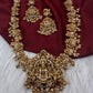 Nakshi Goddess Lakshmi Peacock Matte Antique Long  Necklace - 