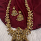 Nakshi Goddess Lakshmi Peacock Matte Antique Long  Necklace - 