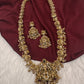 Nakshi Goddess Lakshmi Peacock Matte Antique Long  Necklace - 
