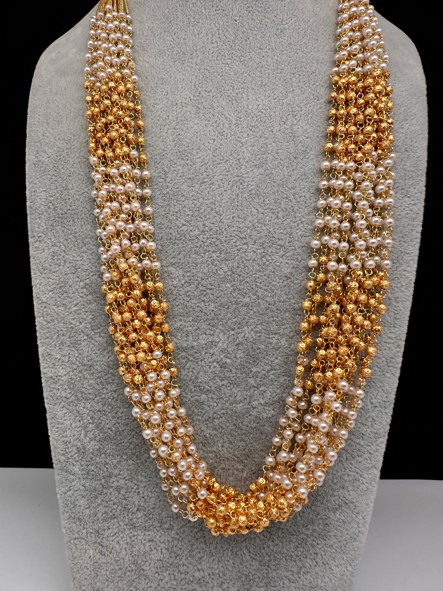 Pearl Bunch Multi Color 12 Line Necklace - Pink