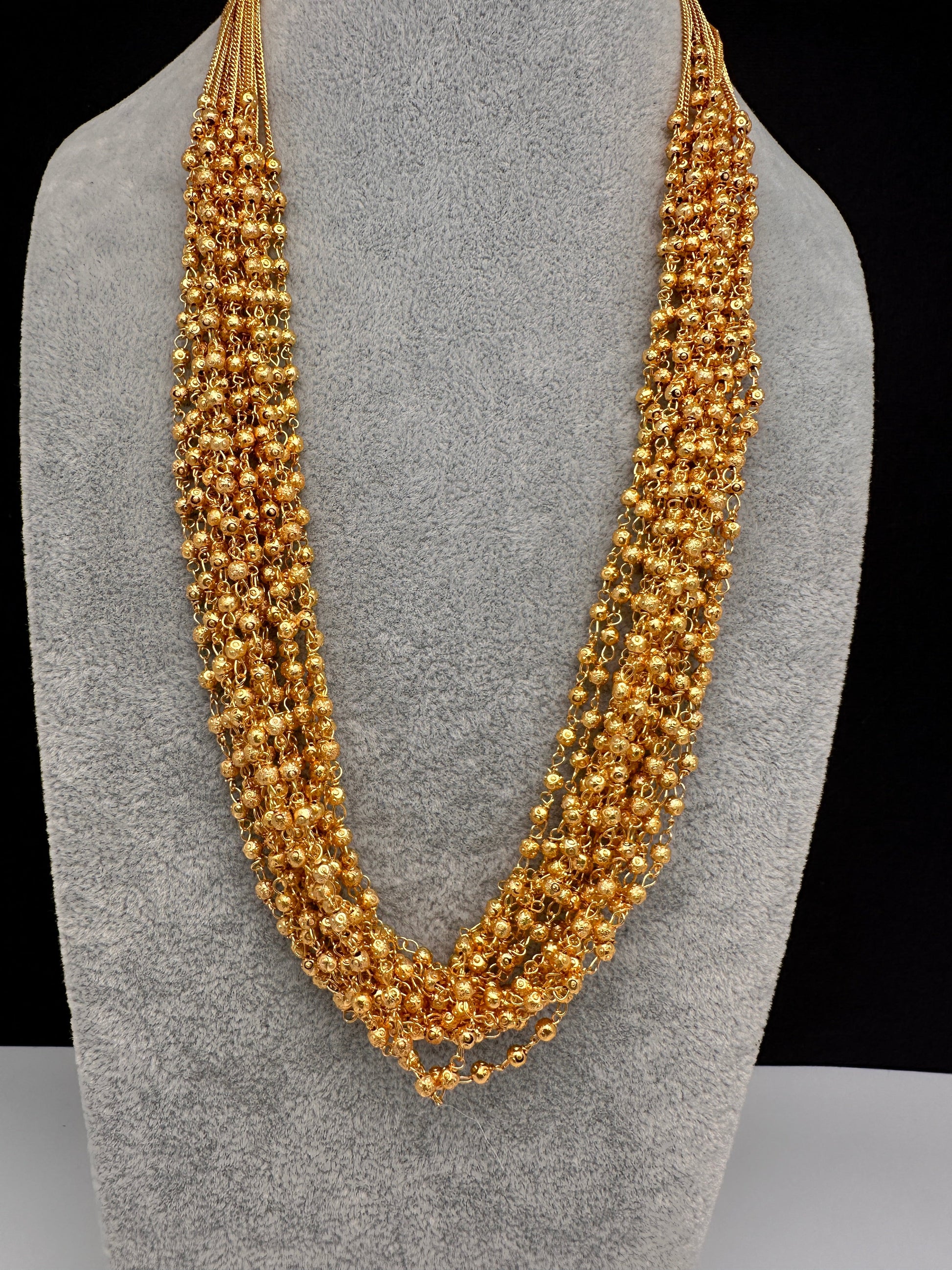 Pearl Bunch Multi Color 12 Line Necklace - Pink
