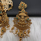 Goddess Lakshmi Premium Matte Finish Nakshi Pendent Set With Rice Pearl Mala