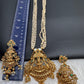 Goddess Lakshmi Premium Matte Finish Nakshi Pendent Set With Rice Pearl Mala