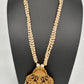 Goddess Lakshmi Premium Matte Finish Nakshi Pendent Set With Rice Pearl Mala