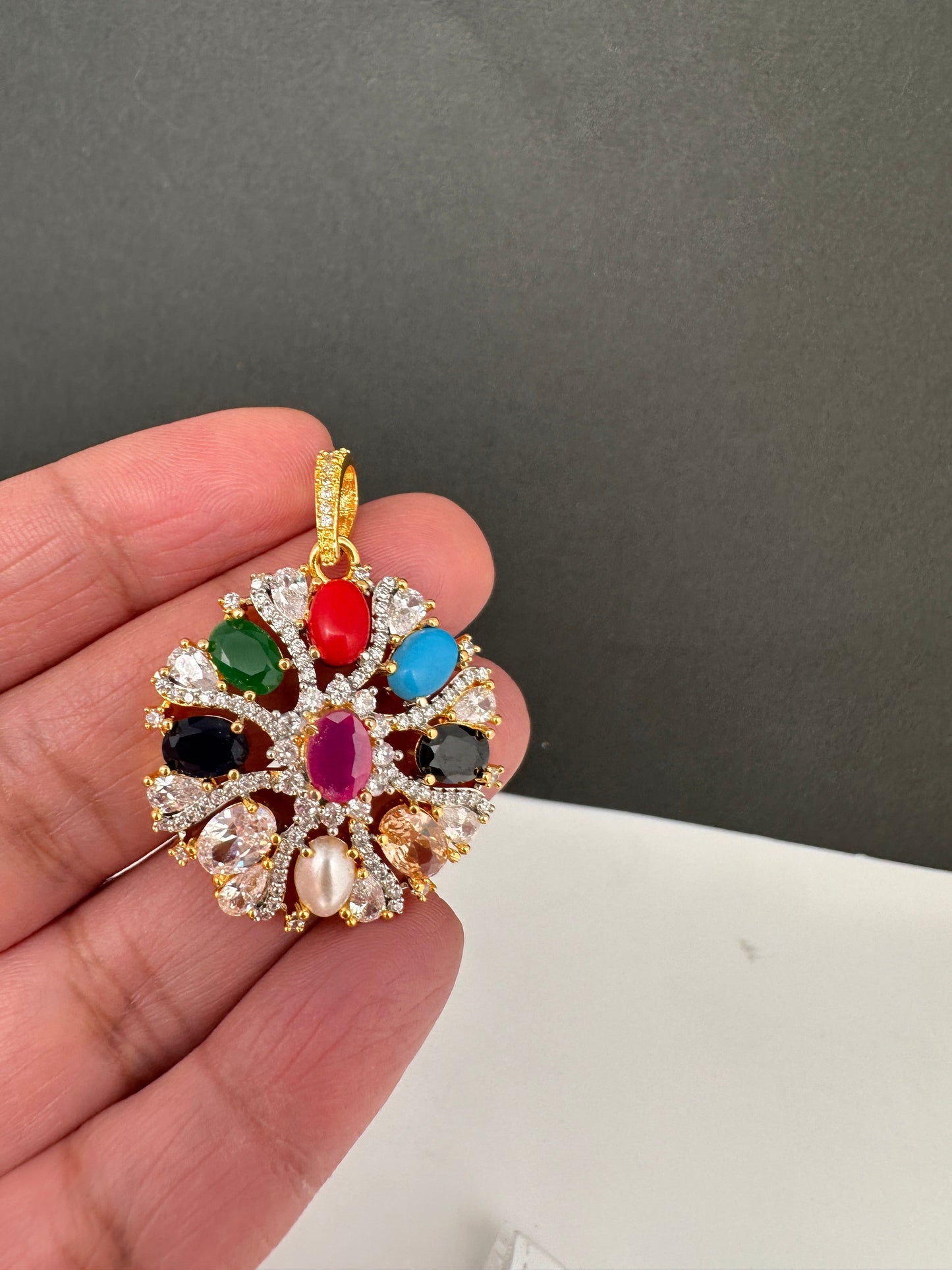 Navratan Pendent Set