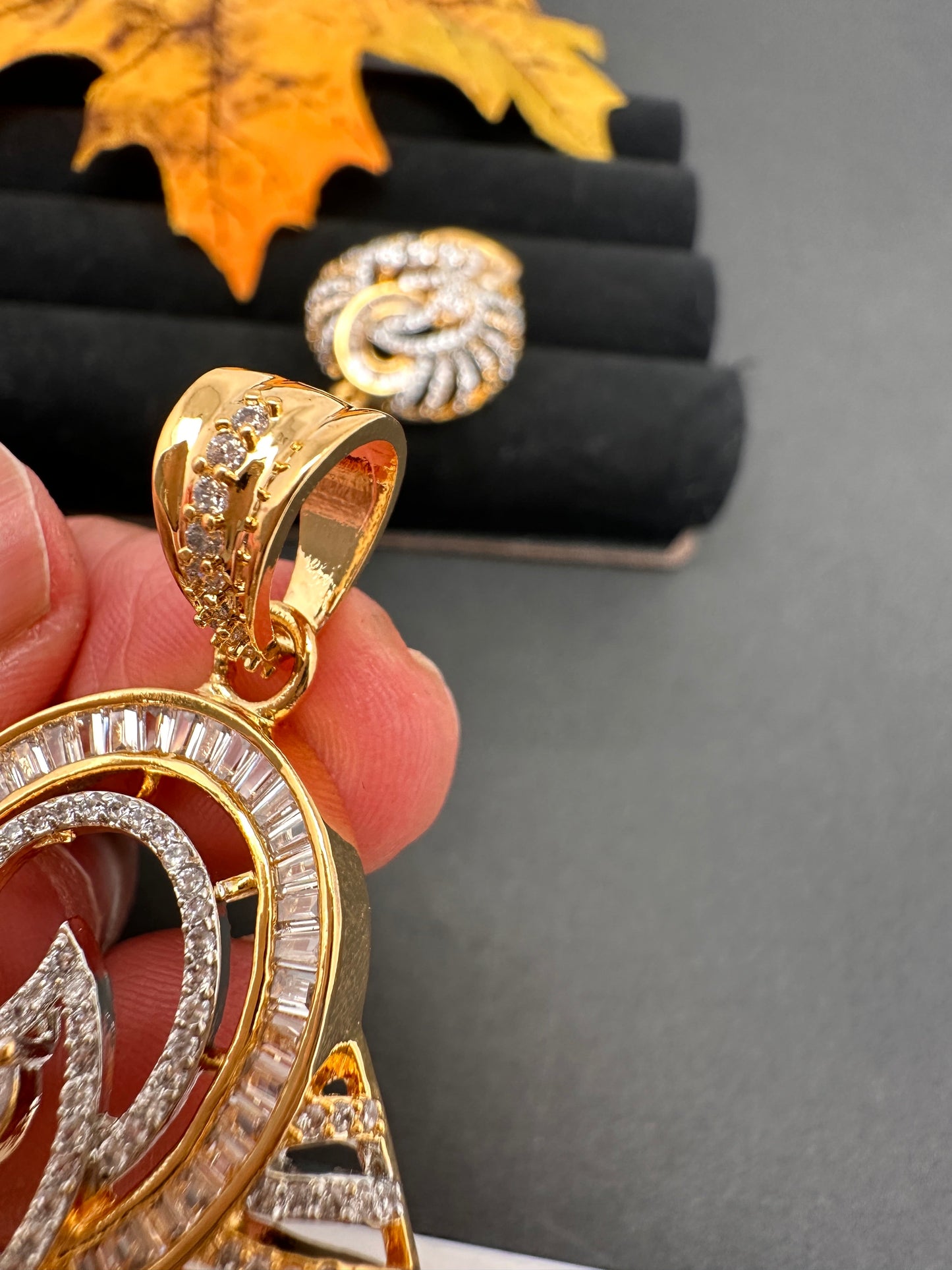 CZ Dual Tone Pendent Set