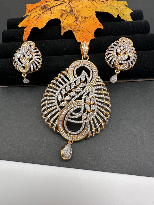 CZ Dual Tone Pendent Set