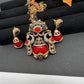 Victorian Color Stone Pendent Set - Coral