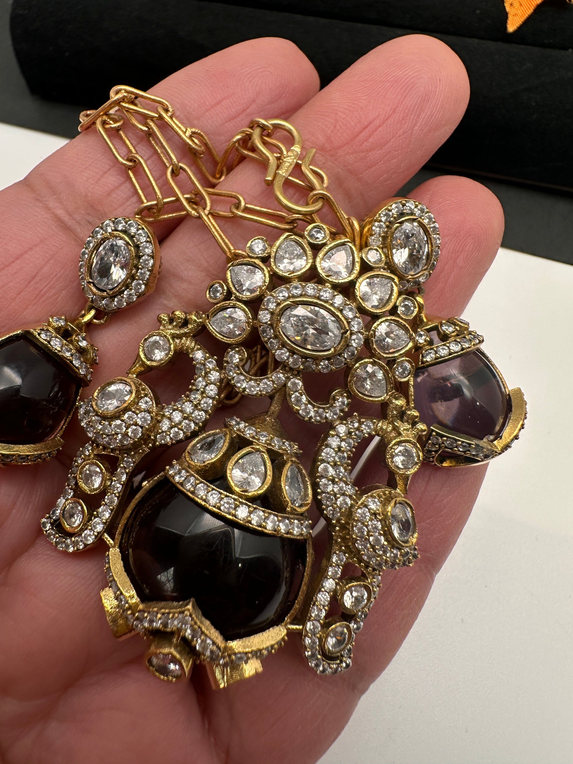 Victorian Color Stone Pendent Set - Purple