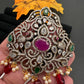 Victorian Peacock Color Stone Pendent Set - Multi