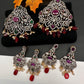 Victorian Peacock Color Stone Pendent Set - Multi