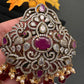 Victorian Peacock Color Stone Pendent Set - Red