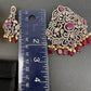 Victorian Peacock Color Stone Pendent Set - Red