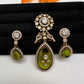 Victorian Color Stone Pendent Set - Green