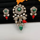 Victorian Floral Color Stone Pendent Set - Green