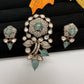 Victorian Floral Color Stone Pendent Set - MintGreen