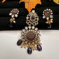 Victorian  Color Stone Pendent Set - Purple