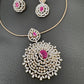 AD Color Stone Pendent Set - Red