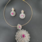 AD Color Stone Pendent Set - Red
