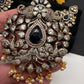Polki AD Color Stone Victorian Pendent Set - Blue