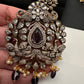 Polki AD Color Stone Victorian Pendent Set - Purple