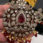 Polki AD Color Stone Victorian Pendent Set - Red