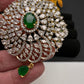 AD Diamond Finish Color Stone Pendent Set - Green