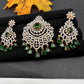 AD Diamond Finish Color Stone Pendent Set - Green