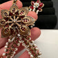Victorian Floral Pearls Color Stone Pendent Set - Red
