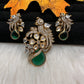 Victorian Birdie Moissanite AD Color Stone Pendent Set - Green