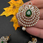 AD Diamond Finish Emerald Pendent Set