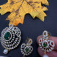 AD Diamond Finish Emerald Pendent Set